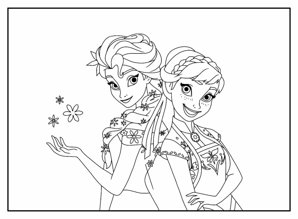 Desenho da Frozen e da Anna para colorir