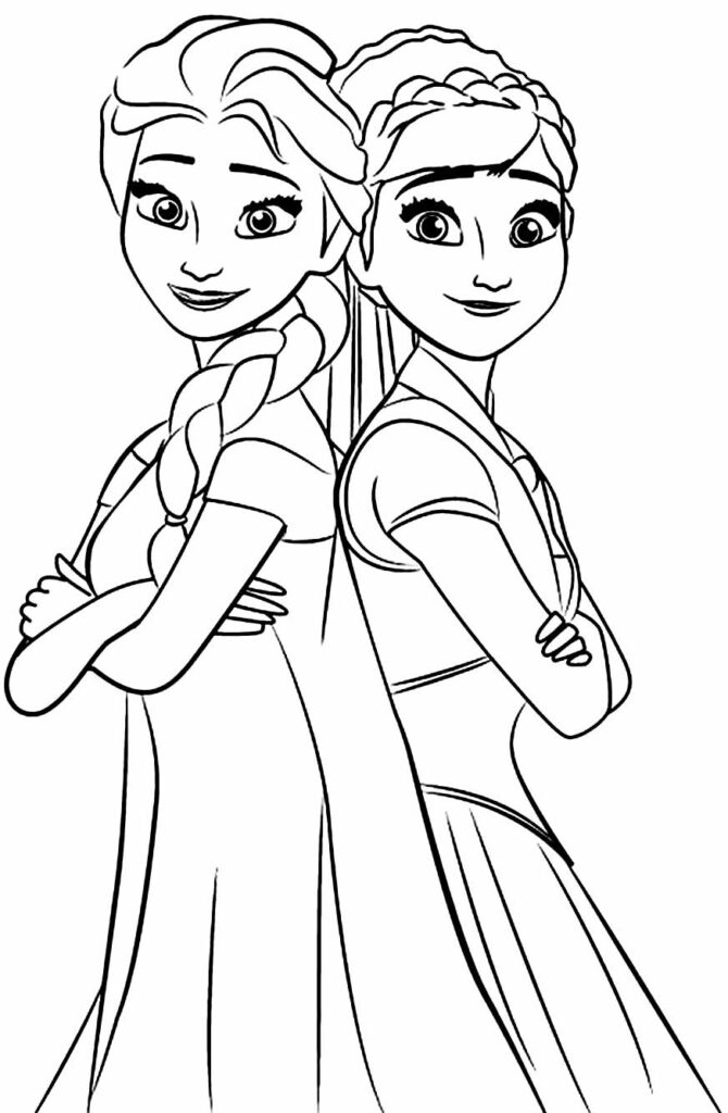 Desenhos da Anna e da Frozen para colorir