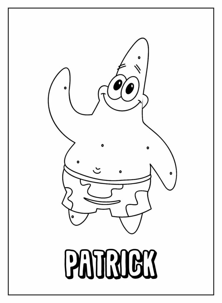 Desenho Educativo de Bob Esponja e Patrick para colorir