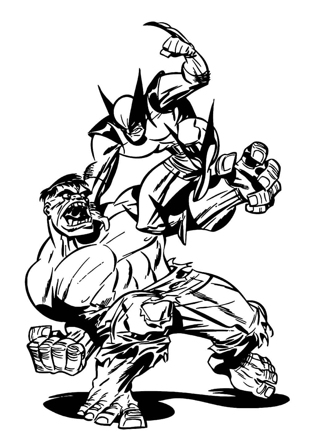 Wolverine e Hulk para colorir