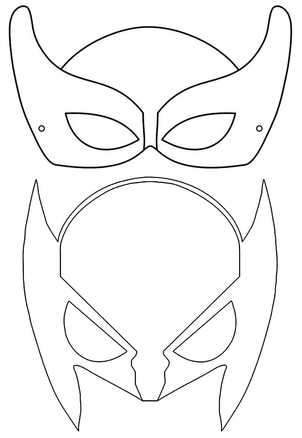 Máscaras de Wolverine para imprimir e colorir