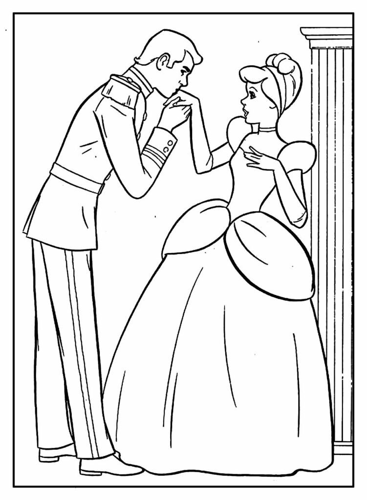 Príncipe e a Cinderela para colorir