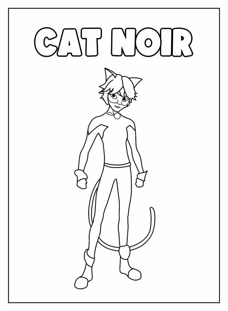 Desenho Educativo da Cat Noir para colorir
