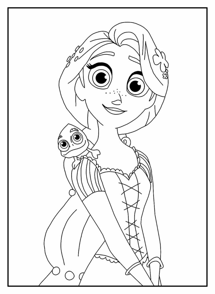 Desenho de Rapunzel para colorir e pintar