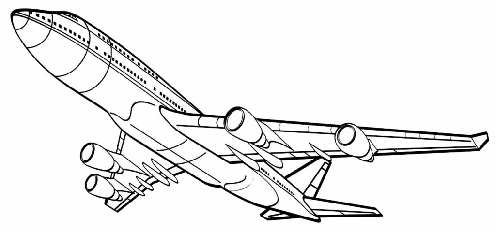 Desenho de Avião para Colorir, Imprimir, Pintar ou Recortar