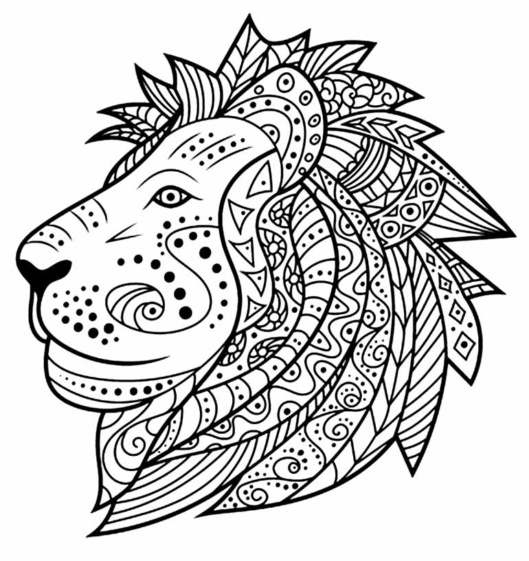 Desenho geométrico de Leão para colorir