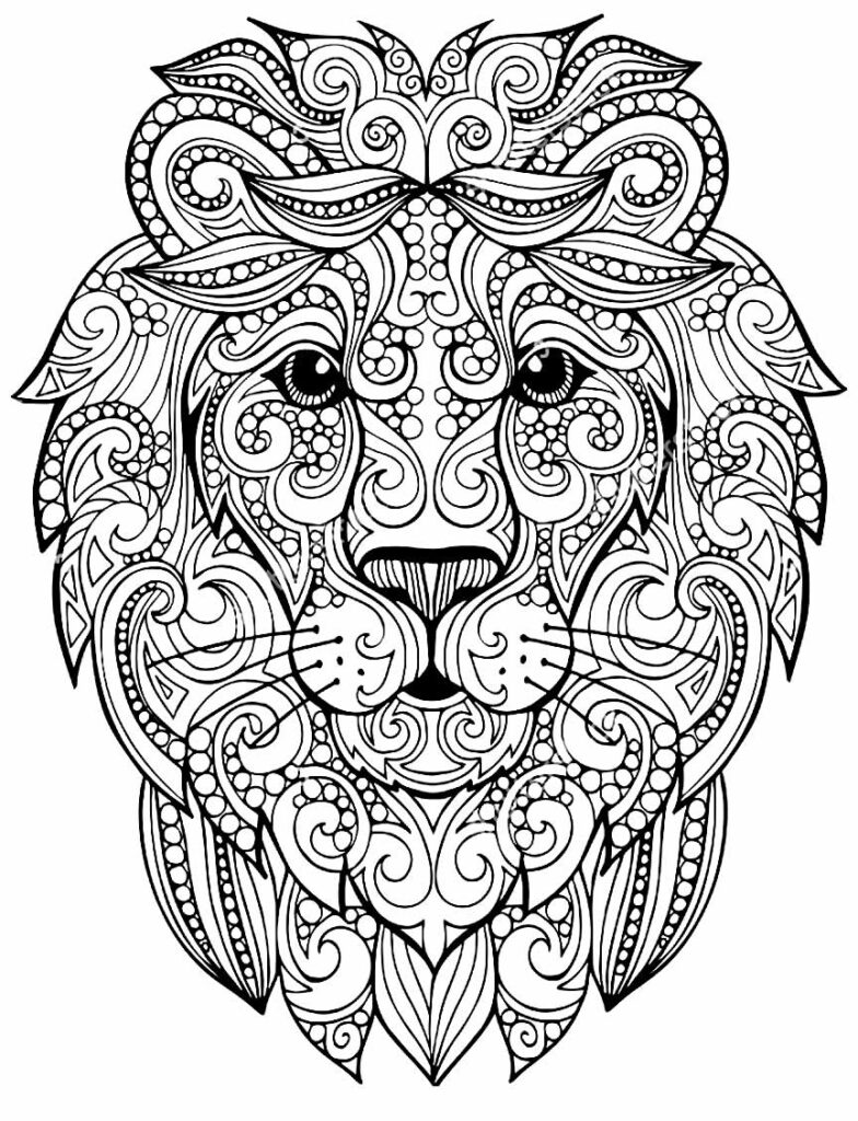 Desenho geométrico de Leão para colorir