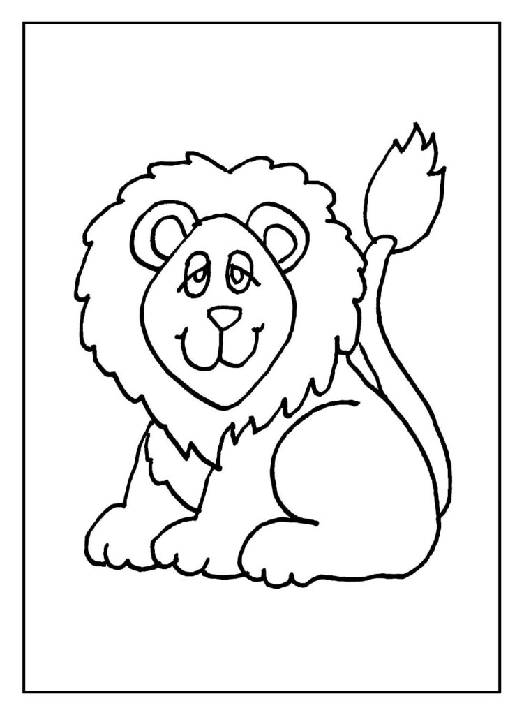 Página para colorir e pintar de Leão
