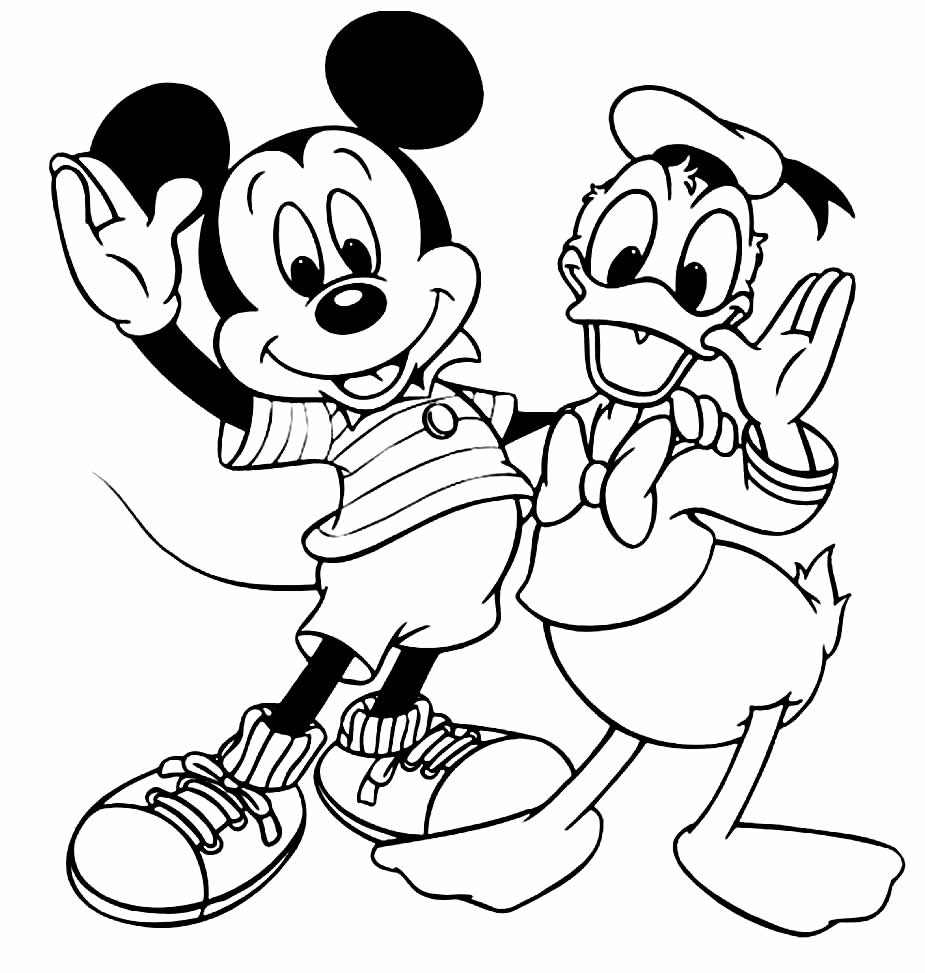 Desenhos para colorir Mickey e Pato Donald