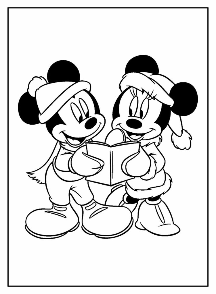 Desenho de Mickey e Minnie para pintar