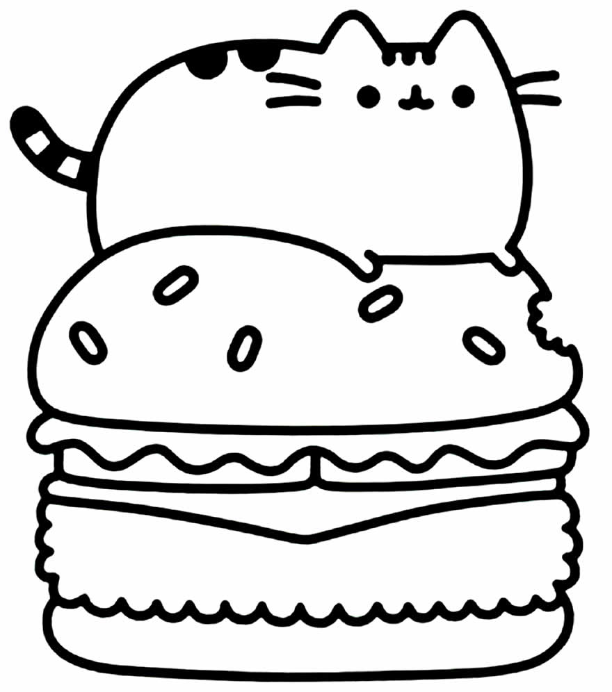 Desenho de gato kawaii para colorir