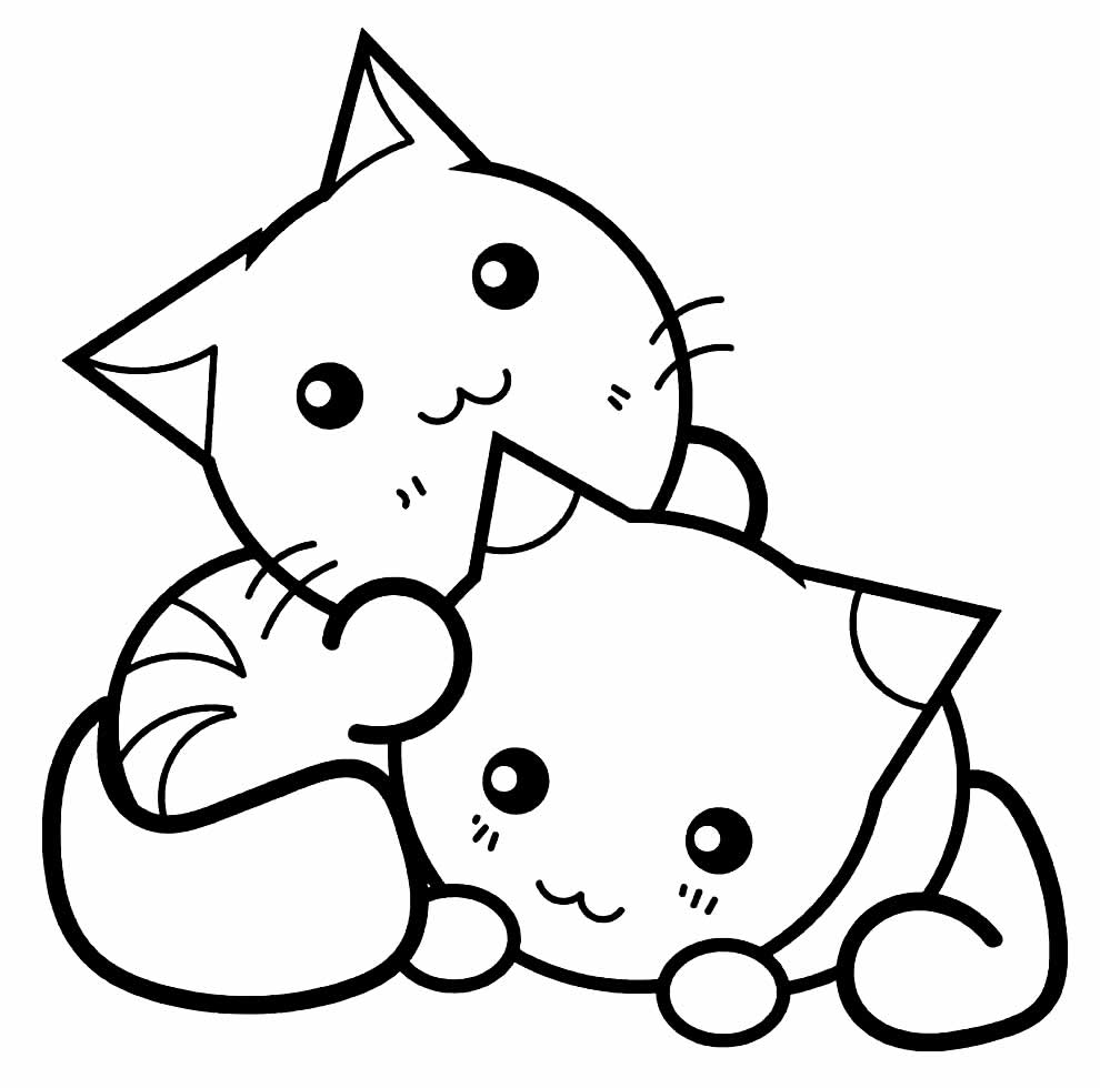 desenho de gato desenho animado kawaii anime bonito para colorir