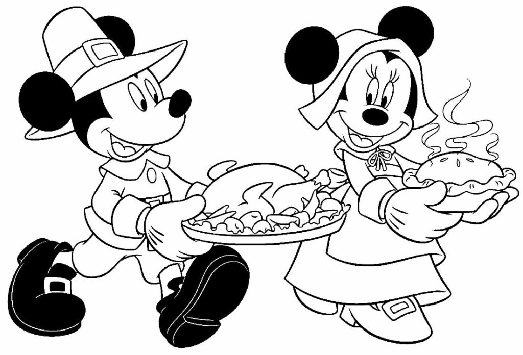 Desenhos para pintar e colorir Minnie e Mickey