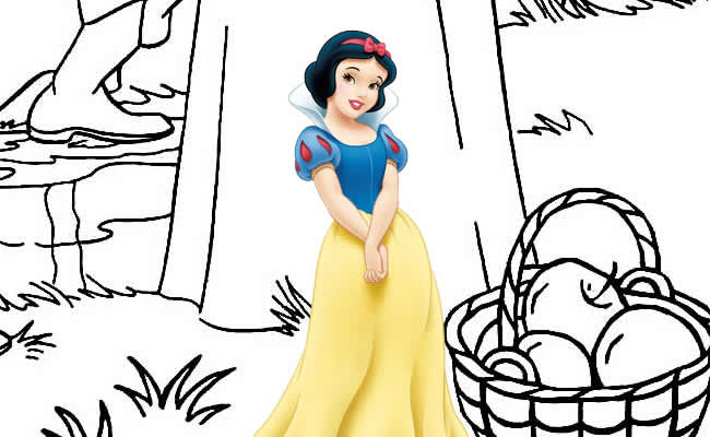 Desenhos para colorir da Branca de Neve dançando - imprimível