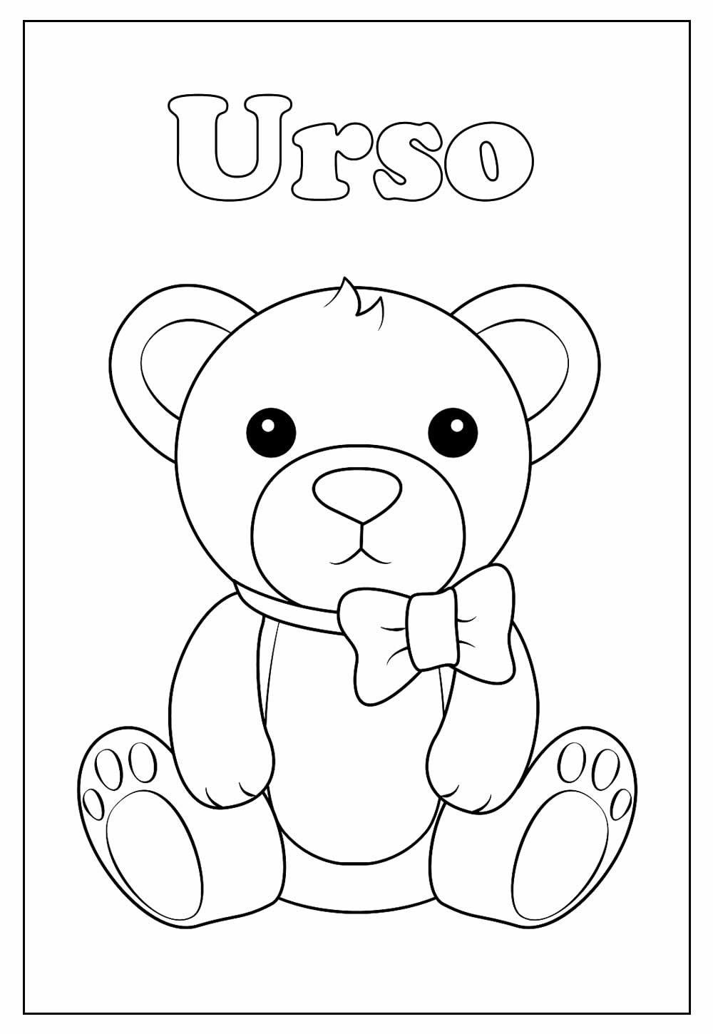 Desenho Educativo de Ursinho para colorir
