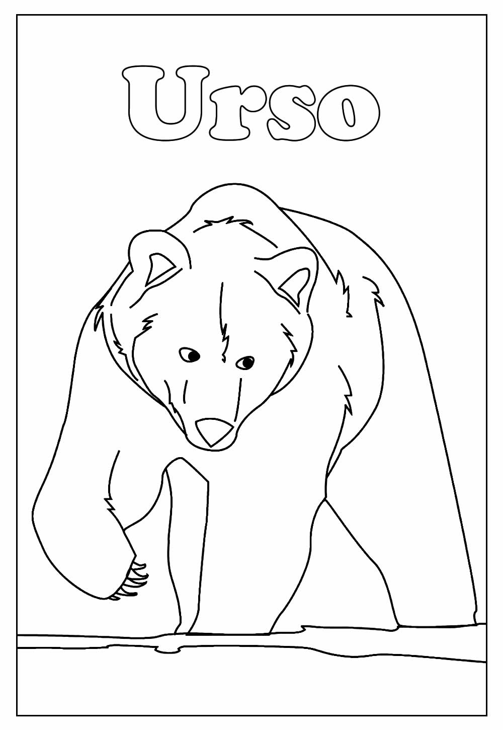 Desenho Educativo de Urso para colorir