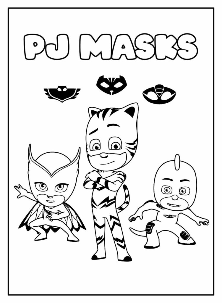 Desenho Educativo de PJ Masks para colorir