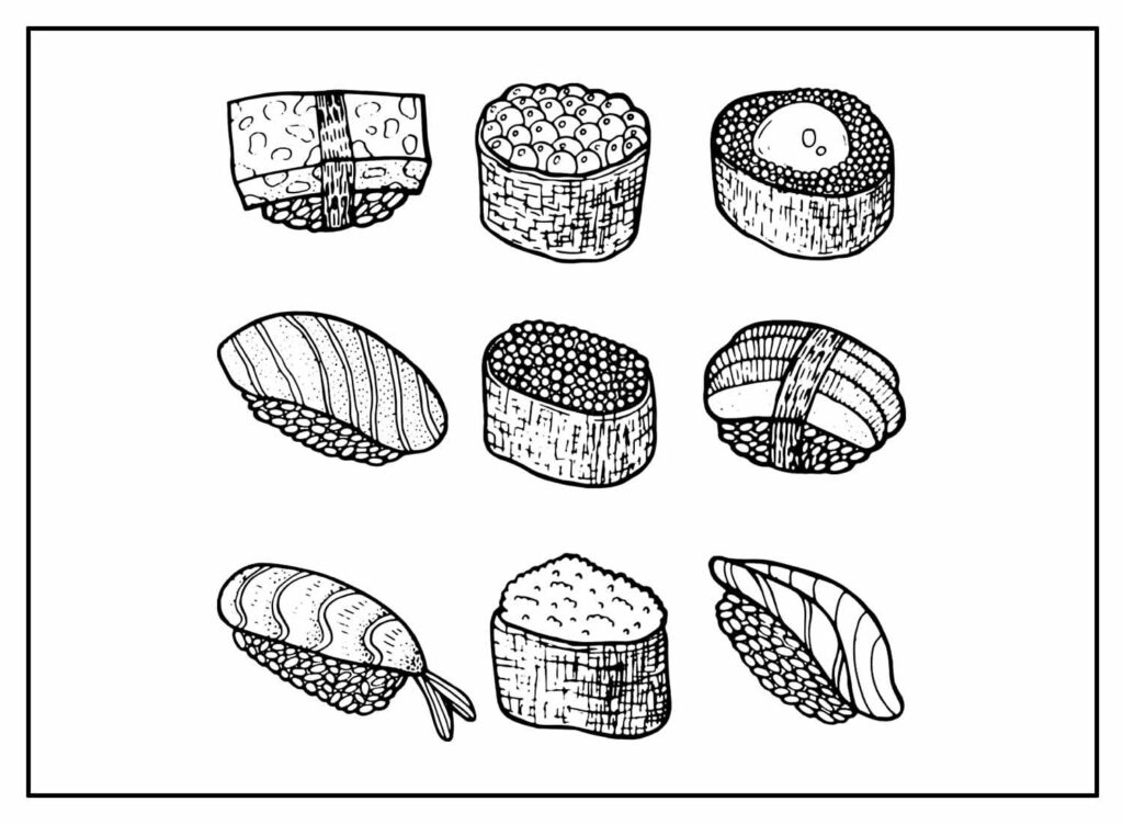 Desenhos de Sushi