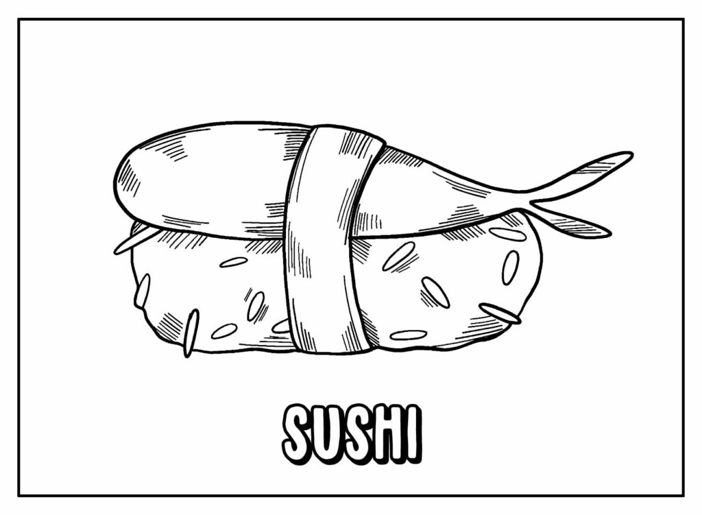 Desenho Educativo de Sushi para colorir
