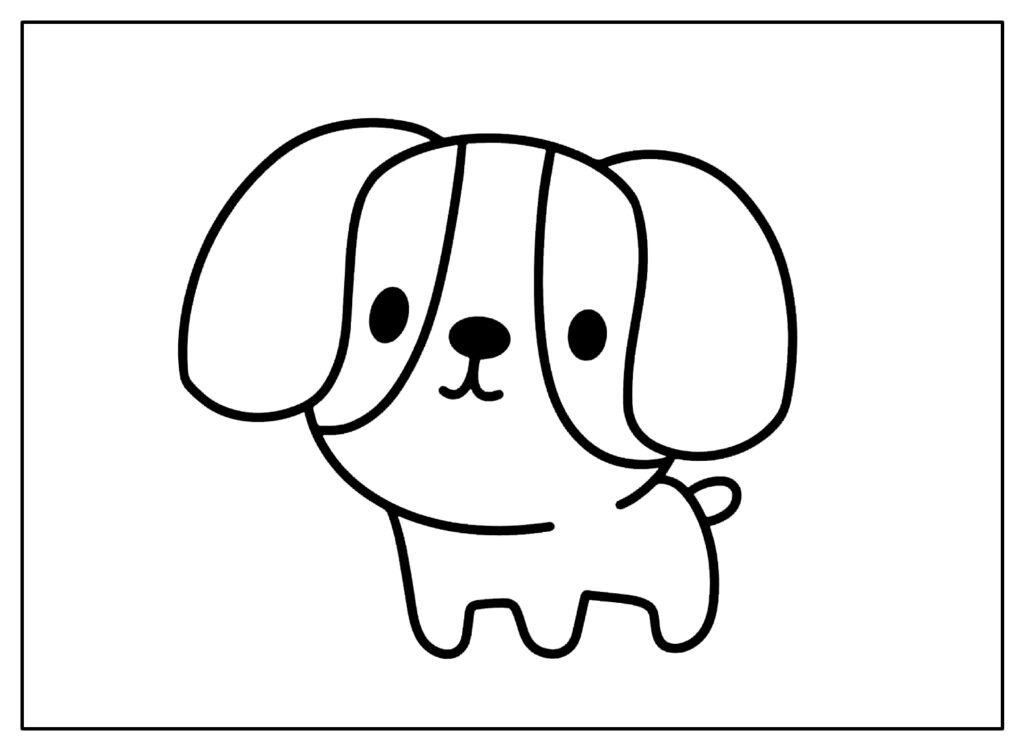 página para colorir. imagem para colorir com cachorro fofo ou cachorrinho.  conjunto de clipart de animais de desenho animado para pôster de berçário,  impressão de camiseta, vestuário infantil, cartão de saudação, papel