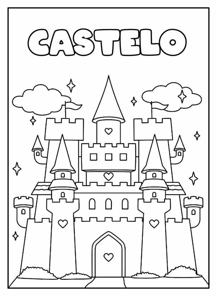Castelo - Desenho Educativo para pintar e colorir