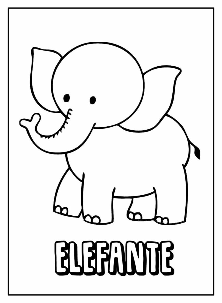 Elefante para pintar e colorir - Desenho com nome