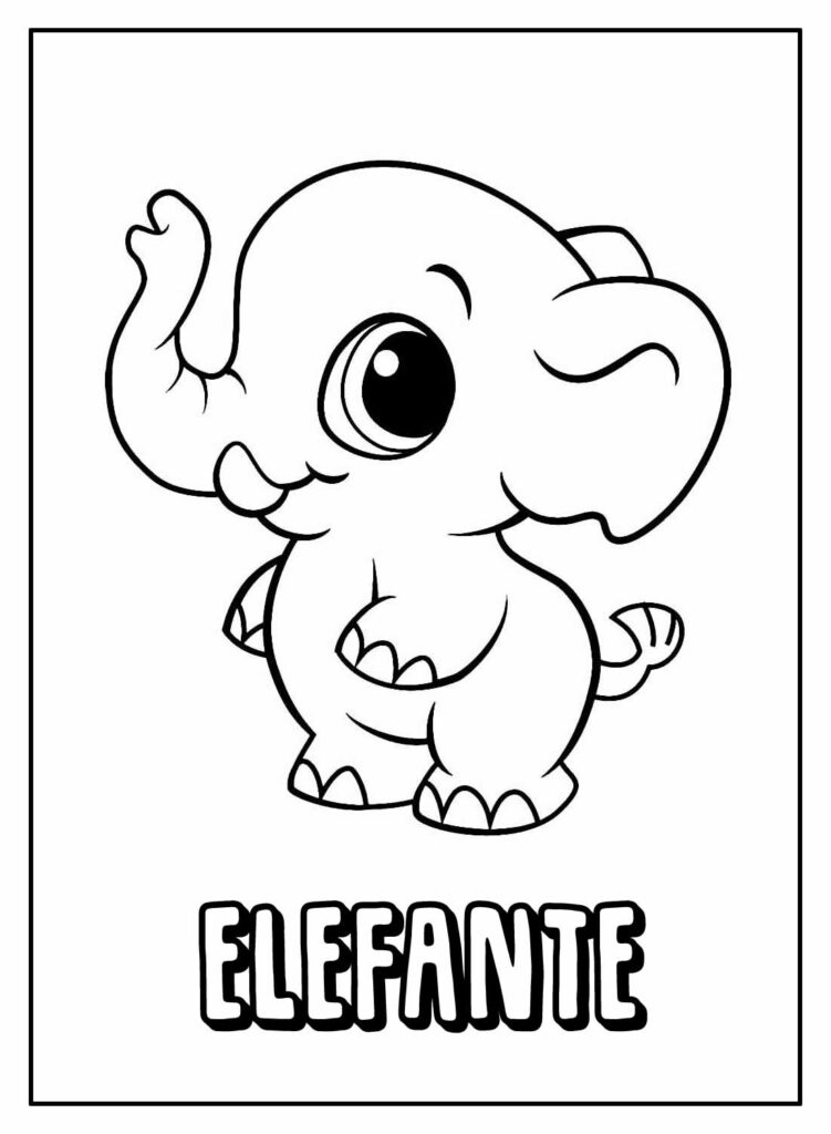 Desenho de Elefante com nome para colorir