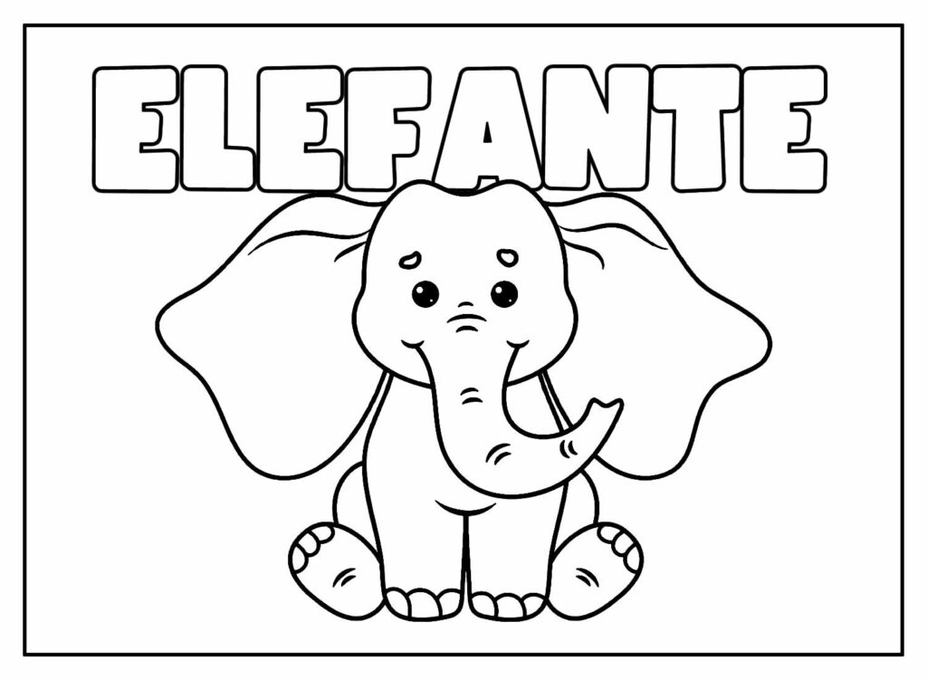 Desenho Educativo de Elefante para colorir