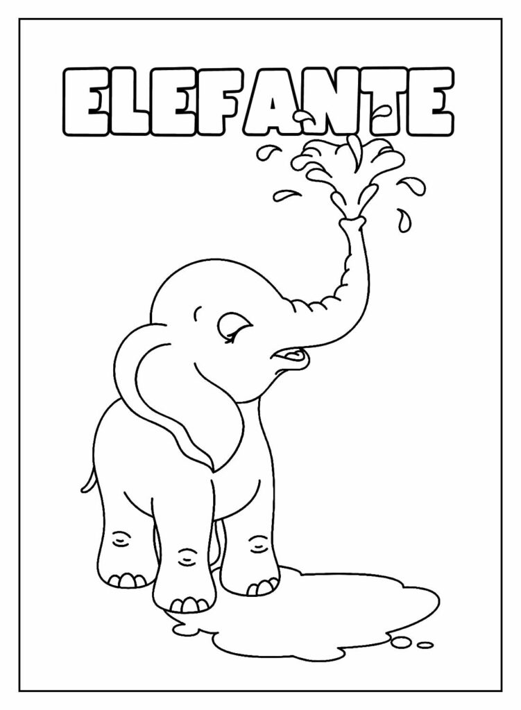 Desenho Educativo de Elefante para pintar