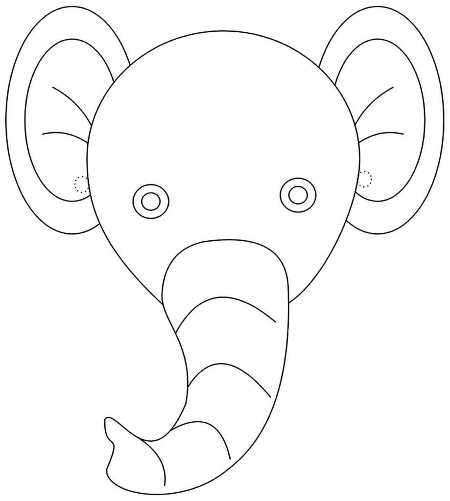 Máscara de Elefante para imprimir, colorir e recortar