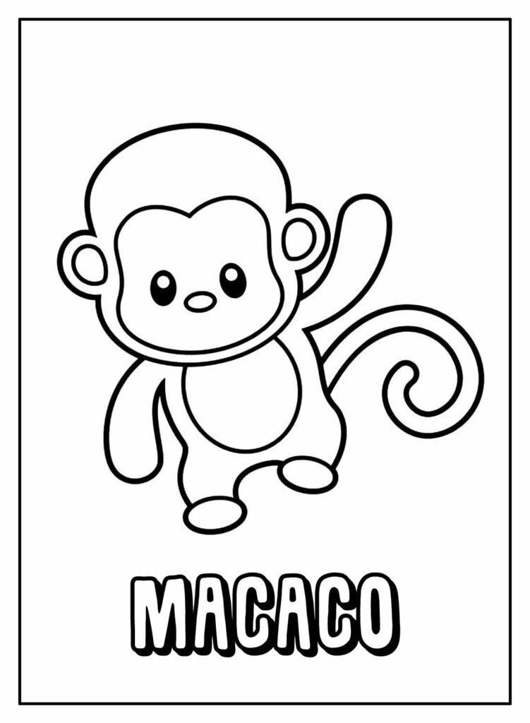 COMO PINTAR UM MACACO BEM FÁCIL - Desenhos prontos para crianças -  Atividades para a Educação Infantil - Cantinho do Saber