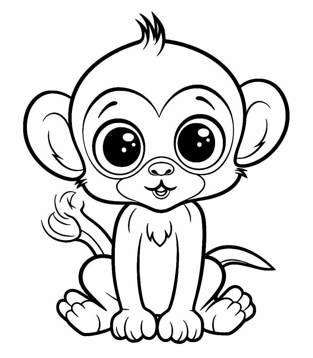 Desenho para colorir Macaco mostrando sua bunda · Creative Fabrica