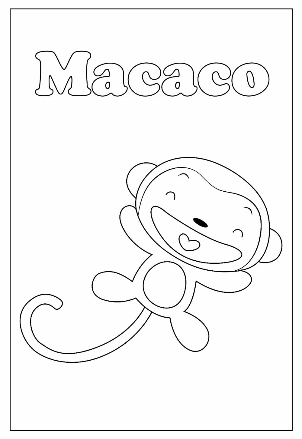 Desenho Educativo de Macaco para colorir