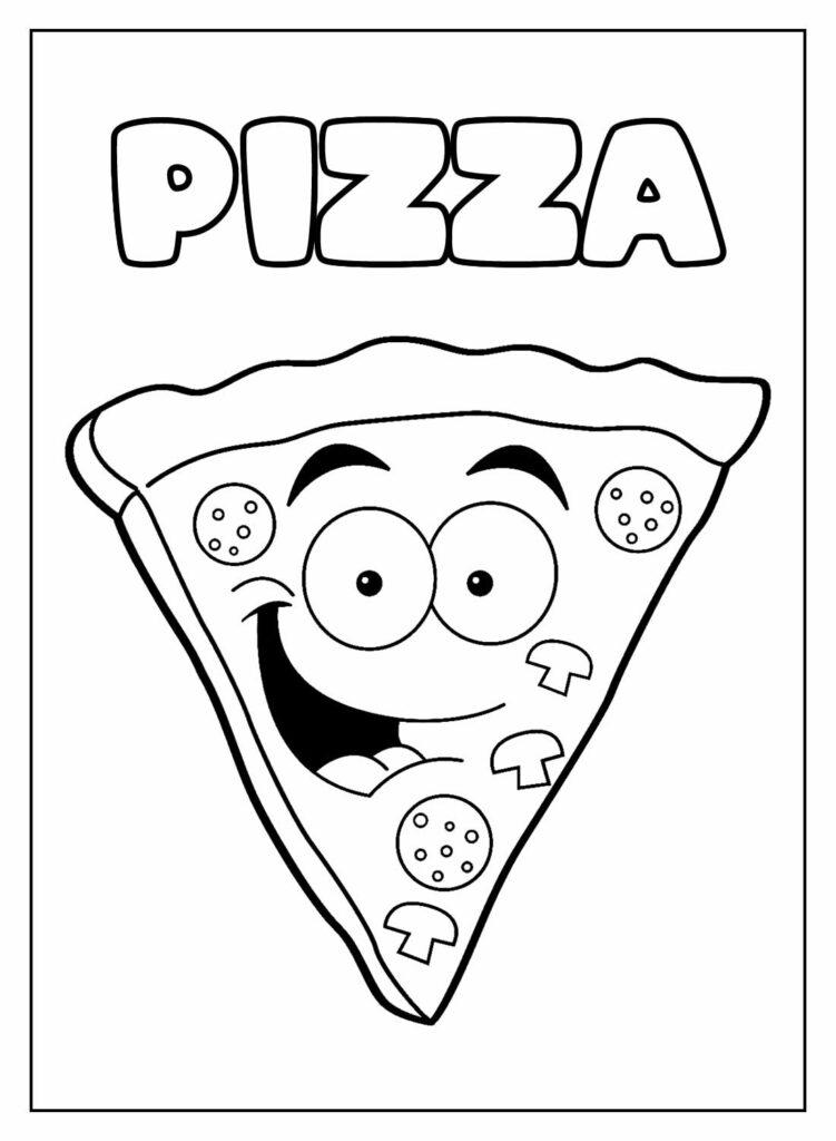 Desenho Educativo de Pizza para pintar