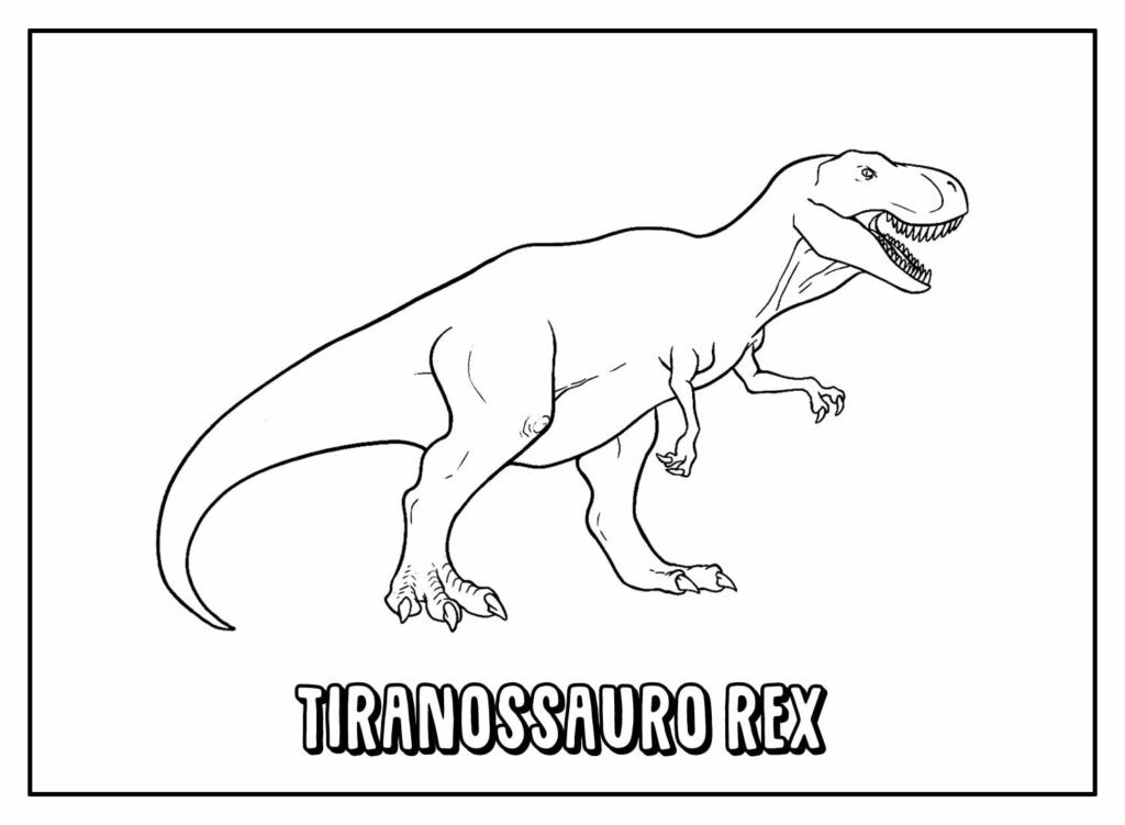 Desenho Educativo T-Rex para colorir