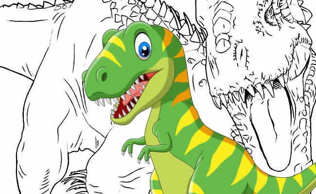 Desenho de Emoji T rex para colorir