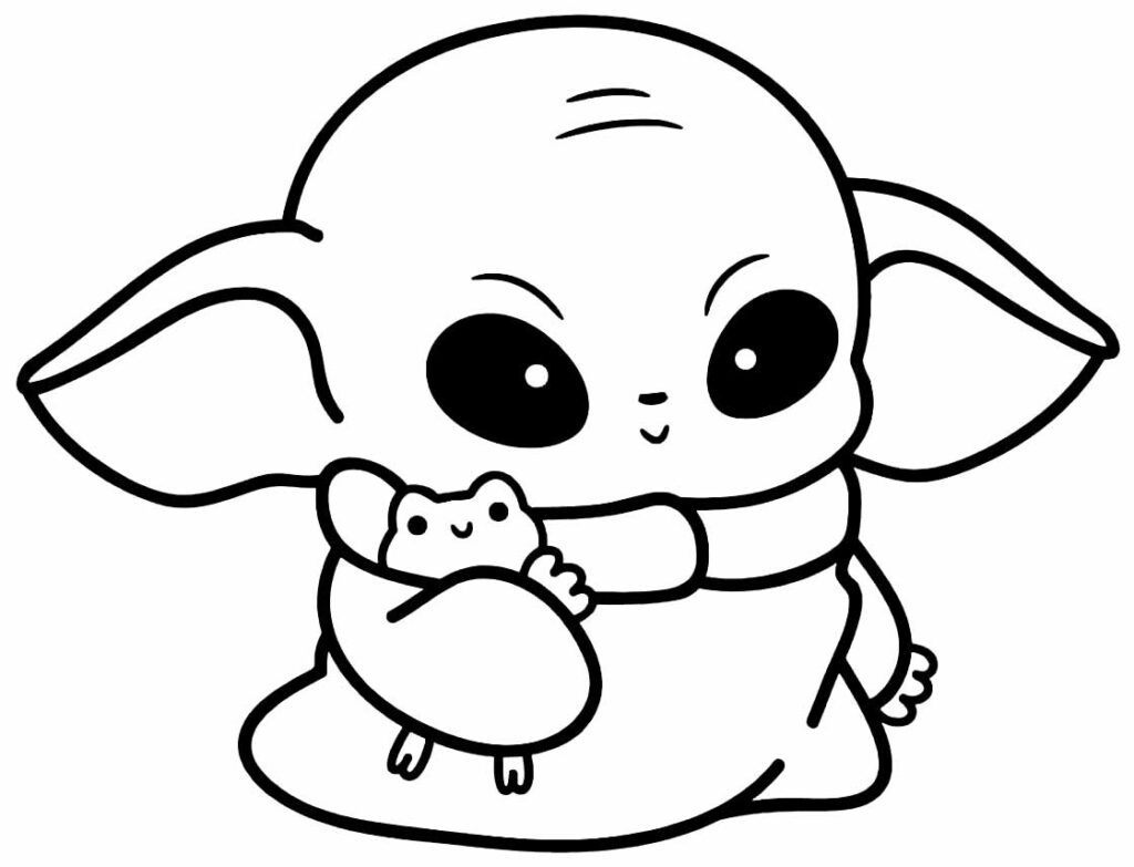 Desenho para pintar de Baby Yoda