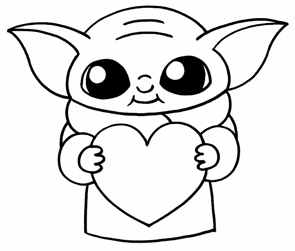 Desenho para pintar de Baby Yoda