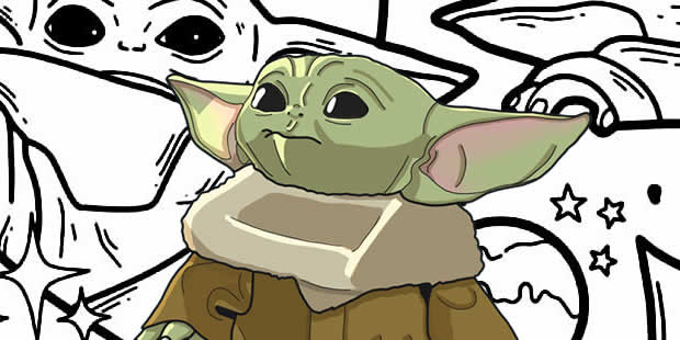 Desenhos do Baby Yoda para colorir