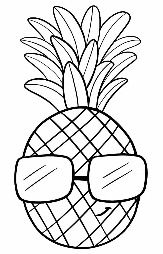 Desenho de Abacaxi divertido para colorir
