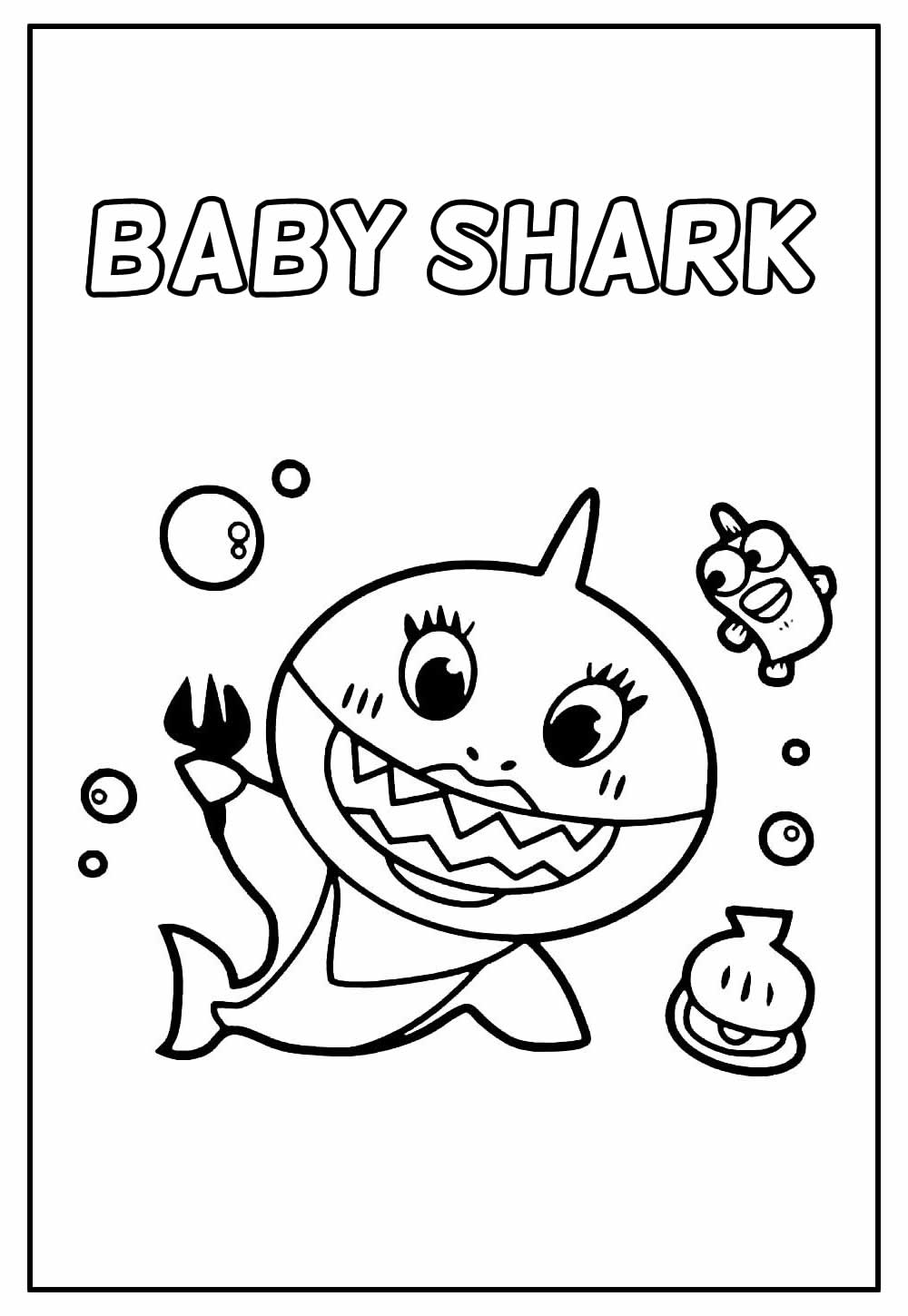 Desenho Educativo de Baby Shark para colorir e pintar