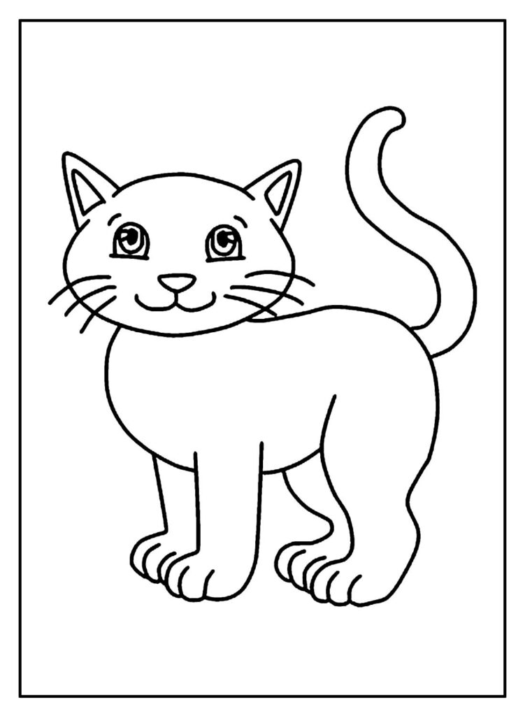 Desenho Infantil de Gatinho para Imprimir e Colorir