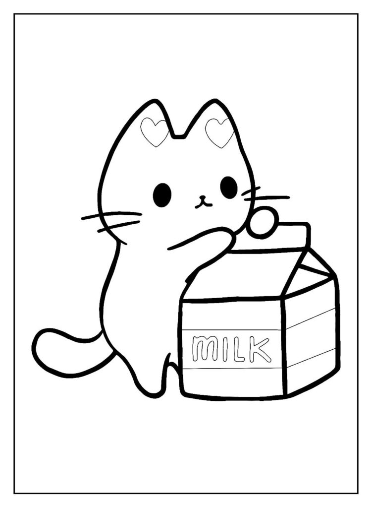 Desenho de Gatinha Kawaii para colorir