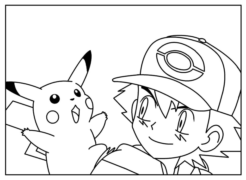 Ash e Pikachu para colorir - Pokémon