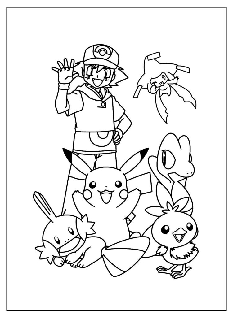 Desenhos para colorir Pikachu e Ash - Polémon