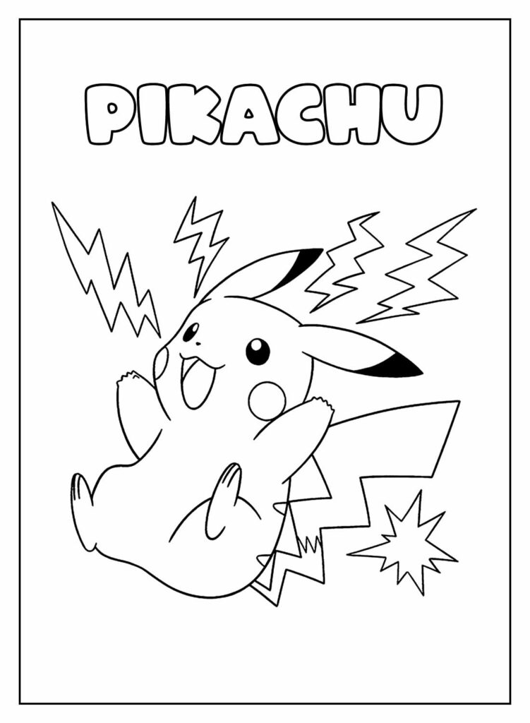 Pikachu para pintar - Desenho Educativo