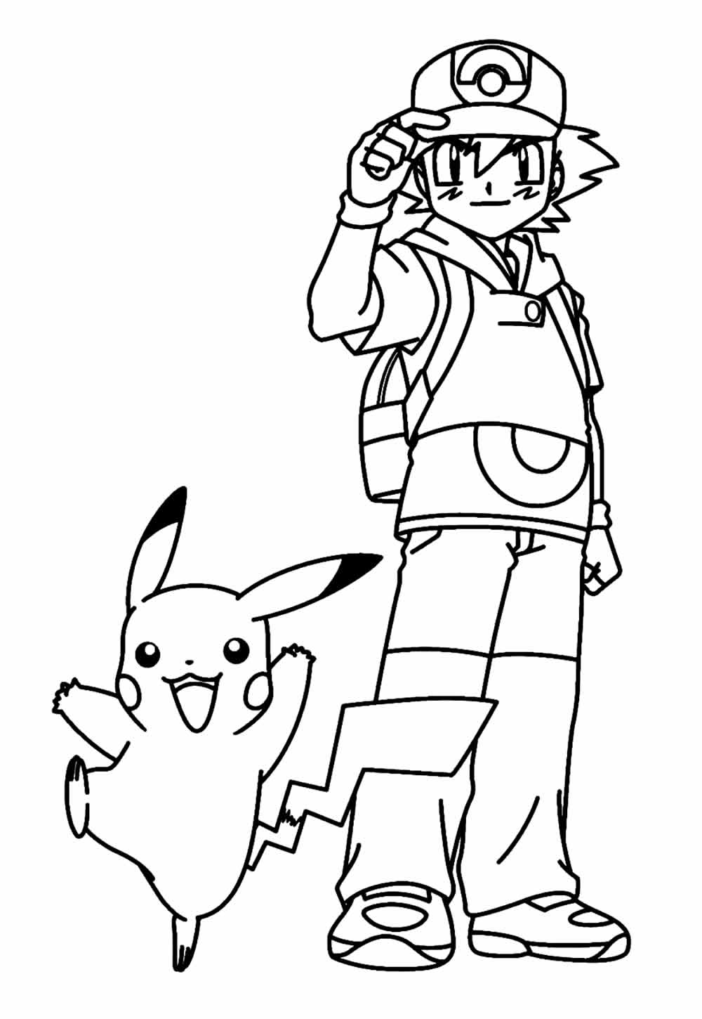 Desenho Ash Pikachu Colorir