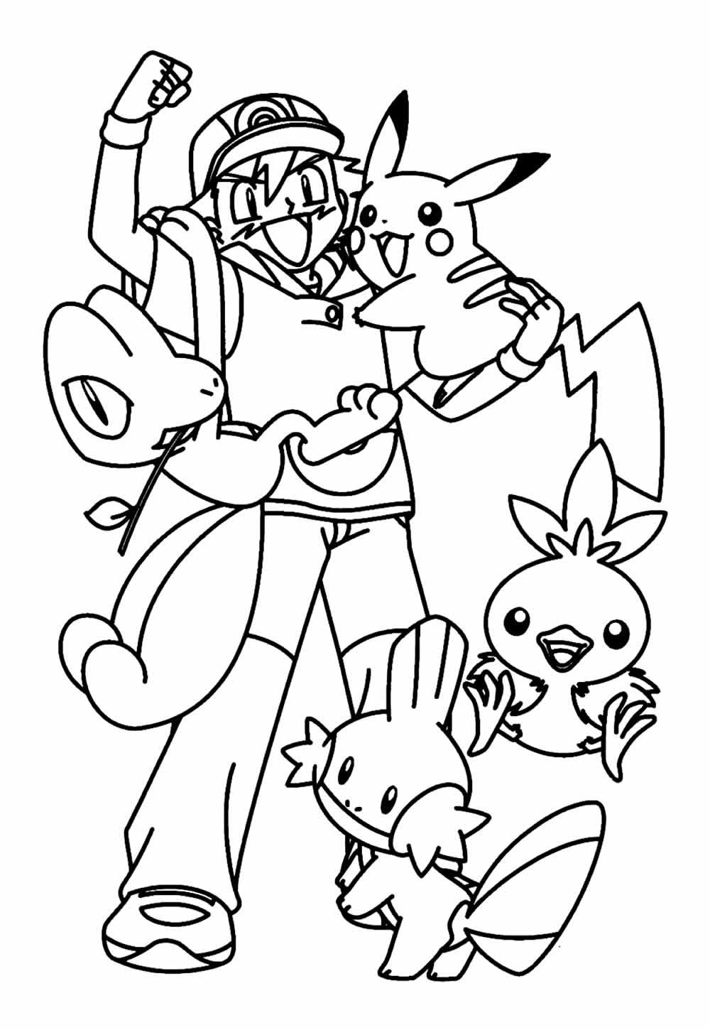 Desenho Pokémon Ash Pikachu Colorir