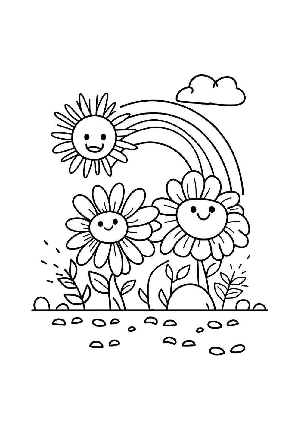 Desenho Fofo para Colorir de Girassol