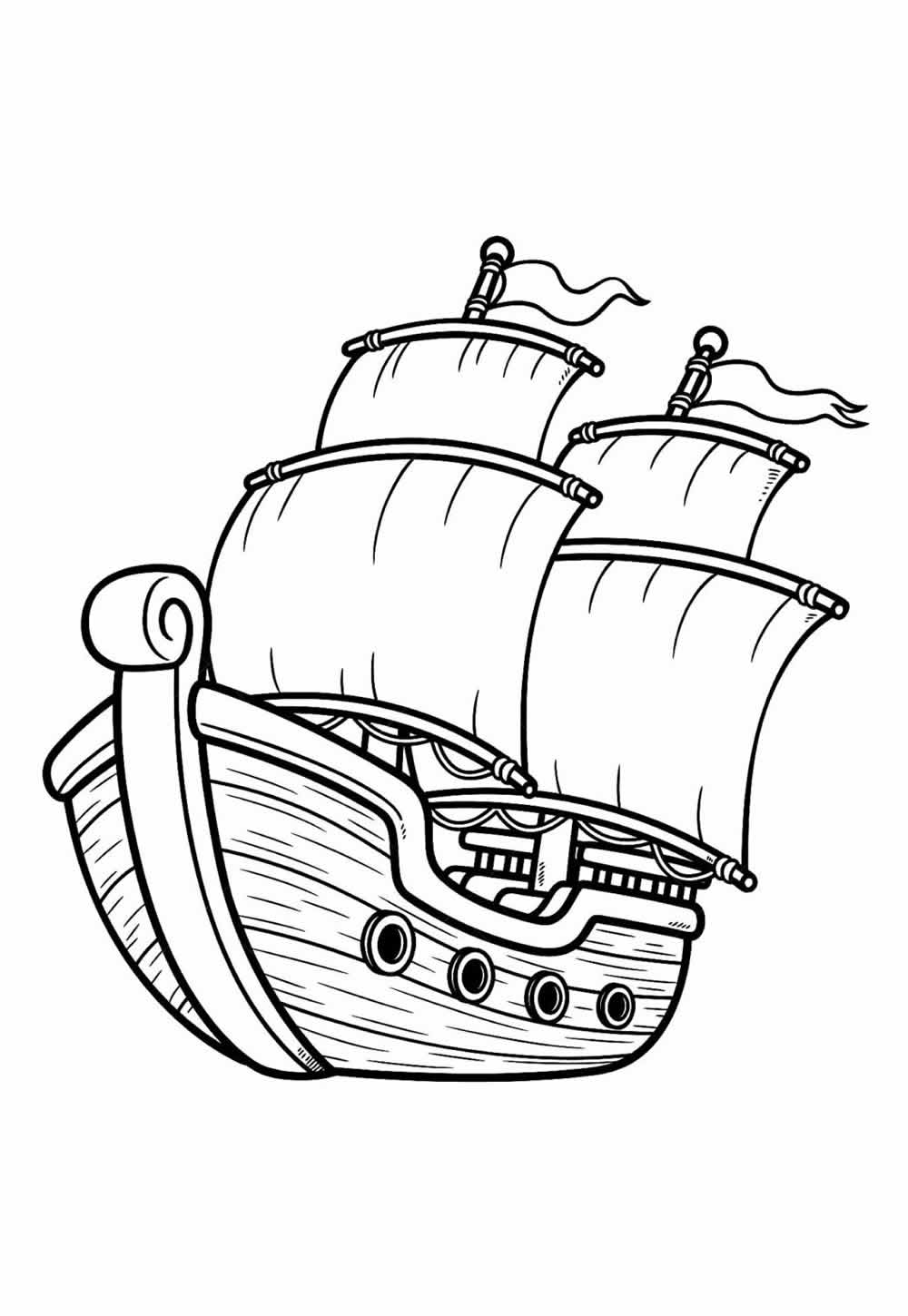 Imagem para colorir de Navio Pirata - Desenho